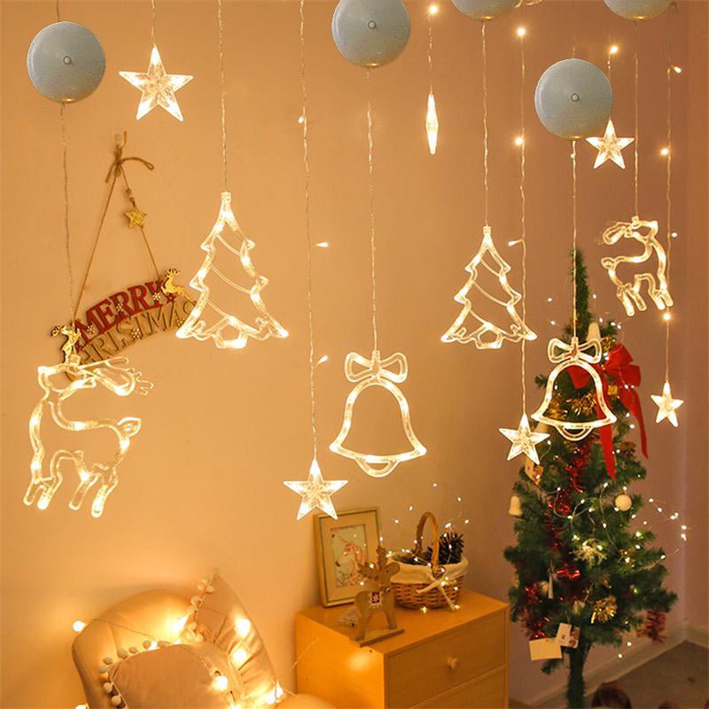 Christmas LED Suction Cup Chandelier Santa Claus Elk Snowman Lights Holiday Party Window Decor Lamps Battery Powered | Orazek UK Ltd