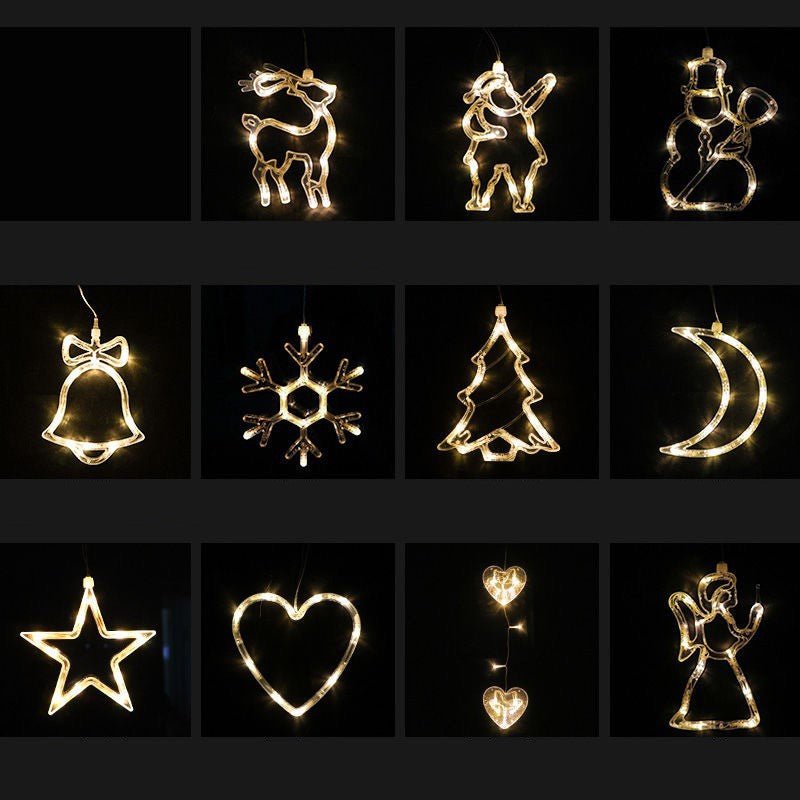 Christmas LED Suction Cup Chandelier Santa Claus Elk Snowman Lights Holiday Party Window Decor Lamps Battery Powered | Orazek UK Ltd