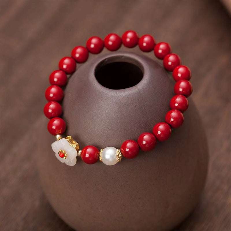 Cinnabar Peach Blossom Bracelet For Women Light Luxury Jewelry | Orazek UK Ltd