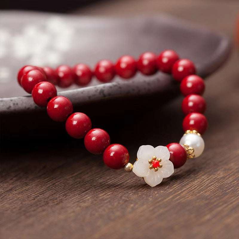 Cinnabar Peach Blossom Bracelet For Women Light Luxury Jewelry | Orazek UK Ltd
