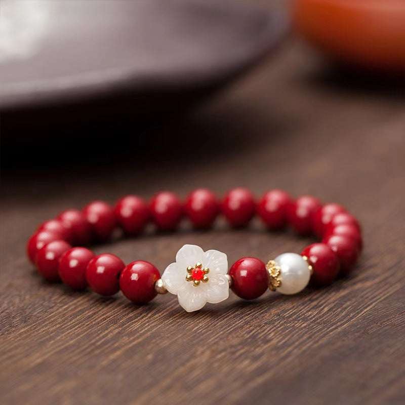 Cinnabar Peach Blossom Bracelet For Women Light Luxury Jewelry | Orazek UK Ltd