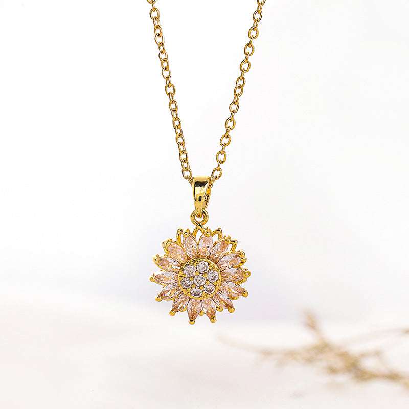 Classic Charm Sunflower Flower Stainless Steel Necklace Earrings Fashion Exquisite Micro Seed Jewelry Ring | Orazek UK Ltd