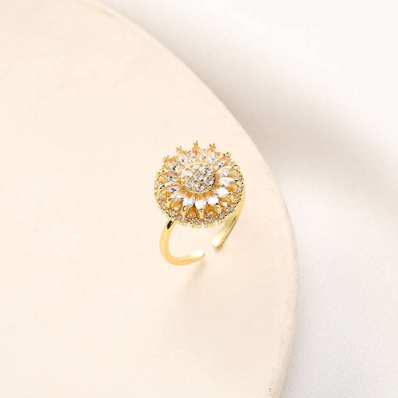 Classic Charm Sunflower Flower Stainless Steel Necklace Earrings Fashion Exquisite Micro Seed Jewelry Ring | Orazek UK Ltd