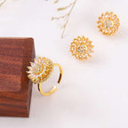 Classic Charm Sunflower Flower Stainless Steel Necklace Earrings Fashion Exquisite Micro Seed Jewelry Ring | Orazek UK Ltd