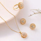 Classic Charm Sunflower Flower Stainless Steel Necklace Earrings Fashion Exquisite Micro Seed Jewelry Ring | Orazek UK Ltd