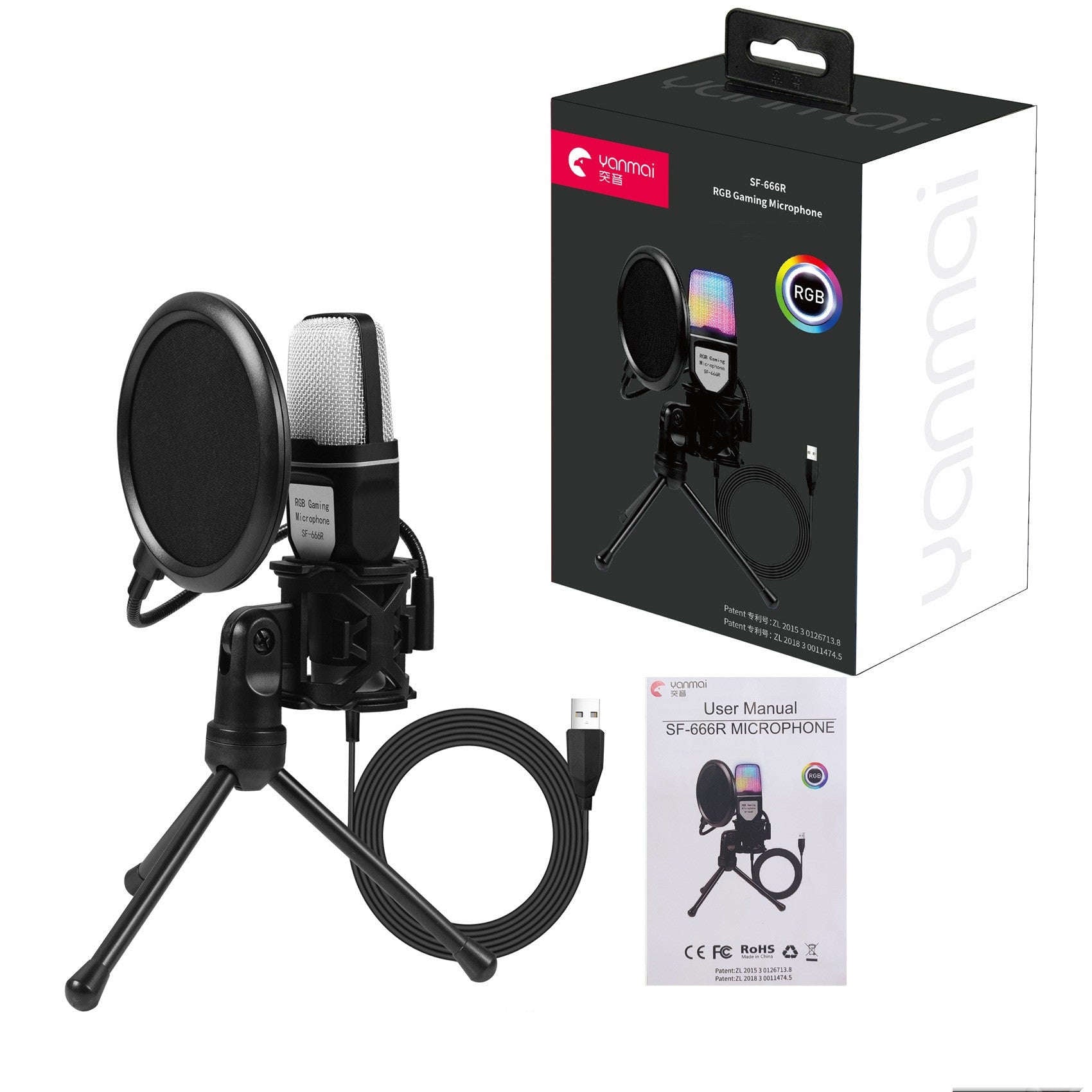 Clear Full RGB Capacitor Esports Gaming Desktop Microphone Computer Microphone Orazek UK Ltd