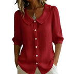 Collared Short-sleeve Blouse Fashion Casual Versatile Loose Shirt Women's Clothing | Orazek UK Ltd