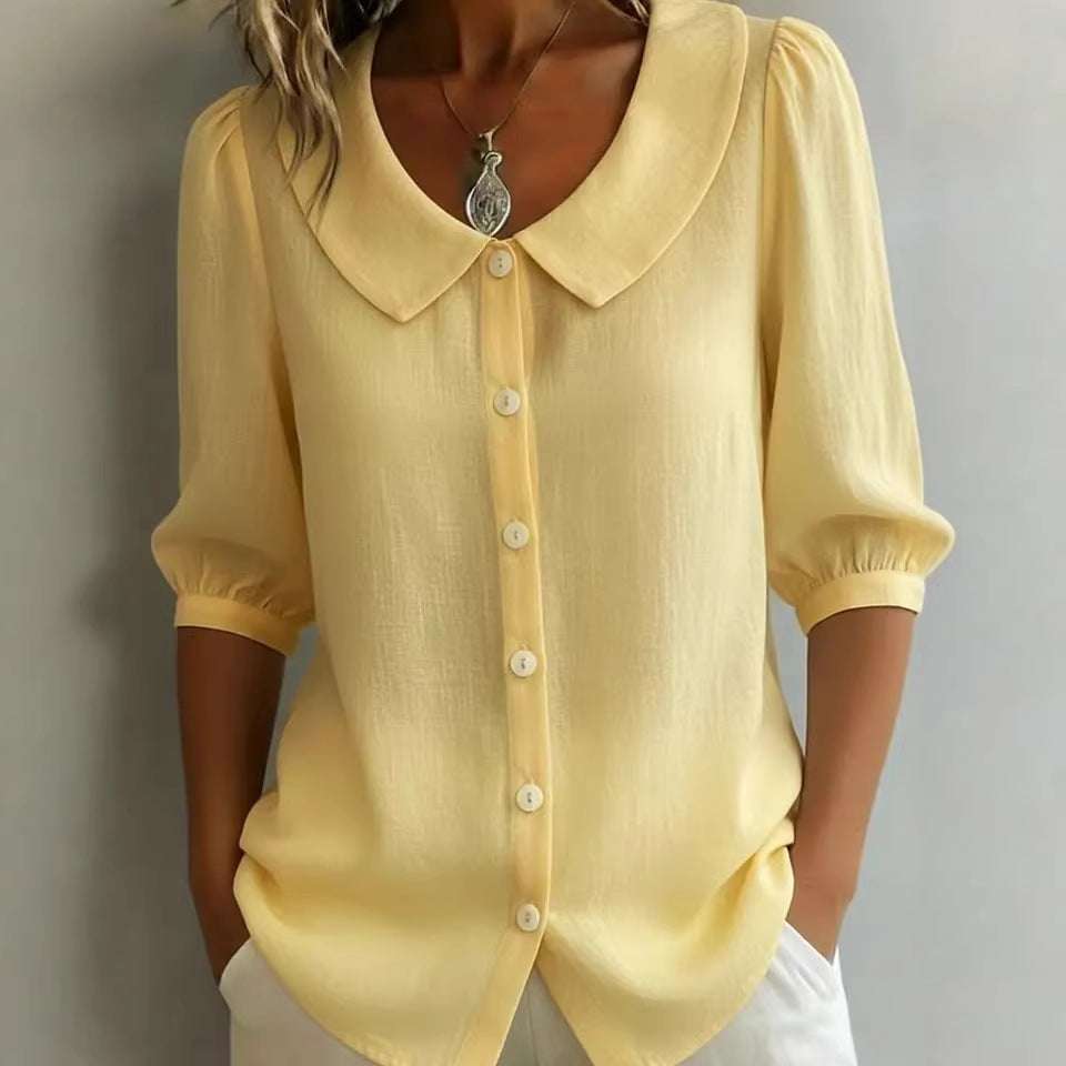 Collared Short-sleeve Blouse Fashion Casual Versatile Loose Shirt Women's Clothing | Orazek UK Ltd