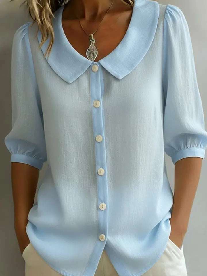 Collared Short-sleeve Blouse Fashion Casual Versatile Loose Shirt Women's Clothing | Orazek UK Ltd