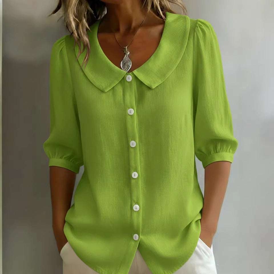 Collared Short-sleeve Blouse Fashion Casual Versatile Loose Shirt Women's Clothing | Orazek UK Ltd
