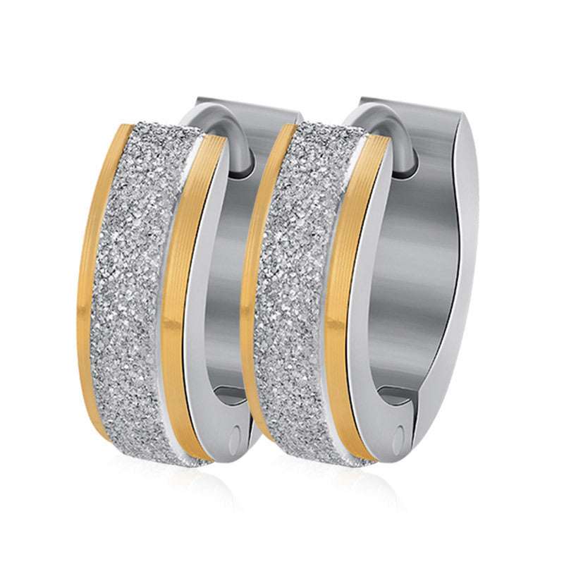 Color Silver & gold color of the punk rock of stainless steel small hoop earrings | Orazek UK Ltd
