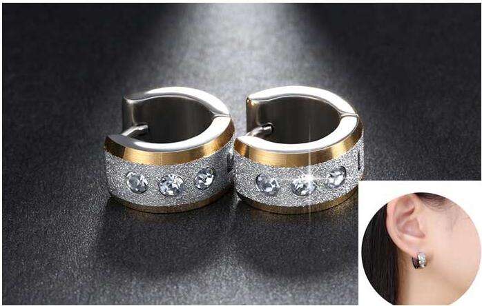 Color Silver & gold color of the punk rock of stainless steel small hoop earrings | Orazek UK Ltd
