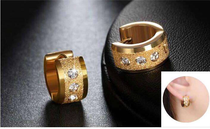 Color Silver & gold color of the punk rock of stainless steel small hoop earrings | Orazek UK Ltd