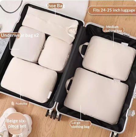 Compressible Travel Storage Bags Set - 6-Piece Luggage Organizers For Compartmentalized Packing Cubes | Orazek UK Ltd