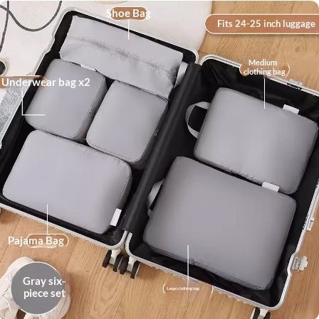 Compressible Travel Storage Bags Set - 6-Piece Luggage Organizers For Compartmentalized Packing Cubes | Orazek UK Ltd