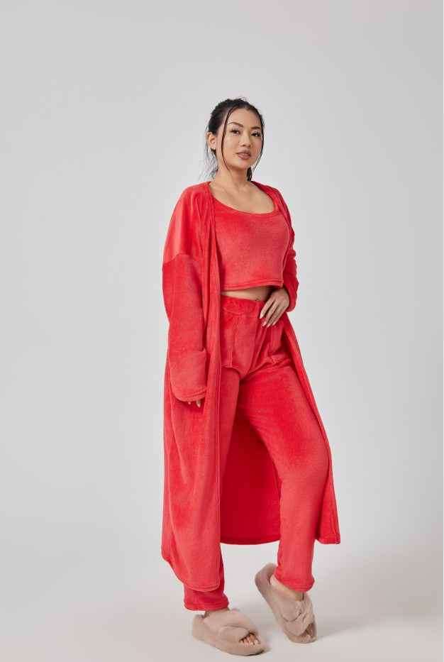 Cozy Pajama 3 Piece Lounge Set Cute Loungewear Warm Suit Matching Lounge Three Piece Pant Set Orazek UK Ltd