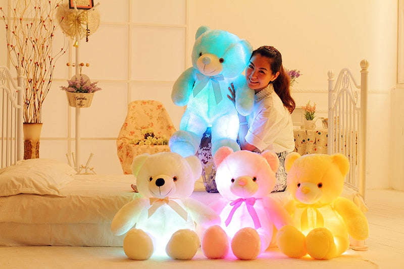 Creative Light Up LED Teddy Bear Stuffed Animals Plush Toy Colorful Glowing Christmas Gift For Kids Pillow Orazek UK Ltd