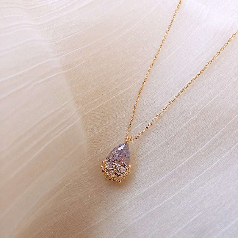 Crystal Water Drop Pendant Necklace Women's Fine Jewelry Adjustable Short Accessories Jewelry Gift | Orazek UK Ltd