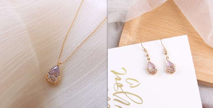 Crystal Water Drop Pendant Necklace Women's Fine Jewelry Adjustable Short Accessories Jewelry Gift | Orazek UK Ltd