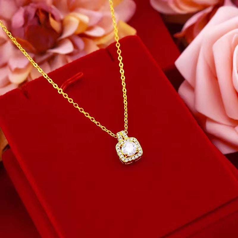 Cubic Zirconia Gem Pendant Chain Choker Necklace set For Women Gold Color Stud Earring Statement Wedding Ring Fashion Jewelry Set | Orazek UK Ltd