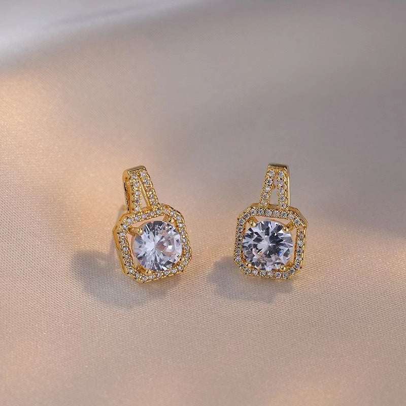 Cubic Zirconia Gem Pendant Chain Choker Necklace set For Women Gold Color Stud Earring Statement Wedding Ring Fashion Jewelry Set | Orazek UK Ltd