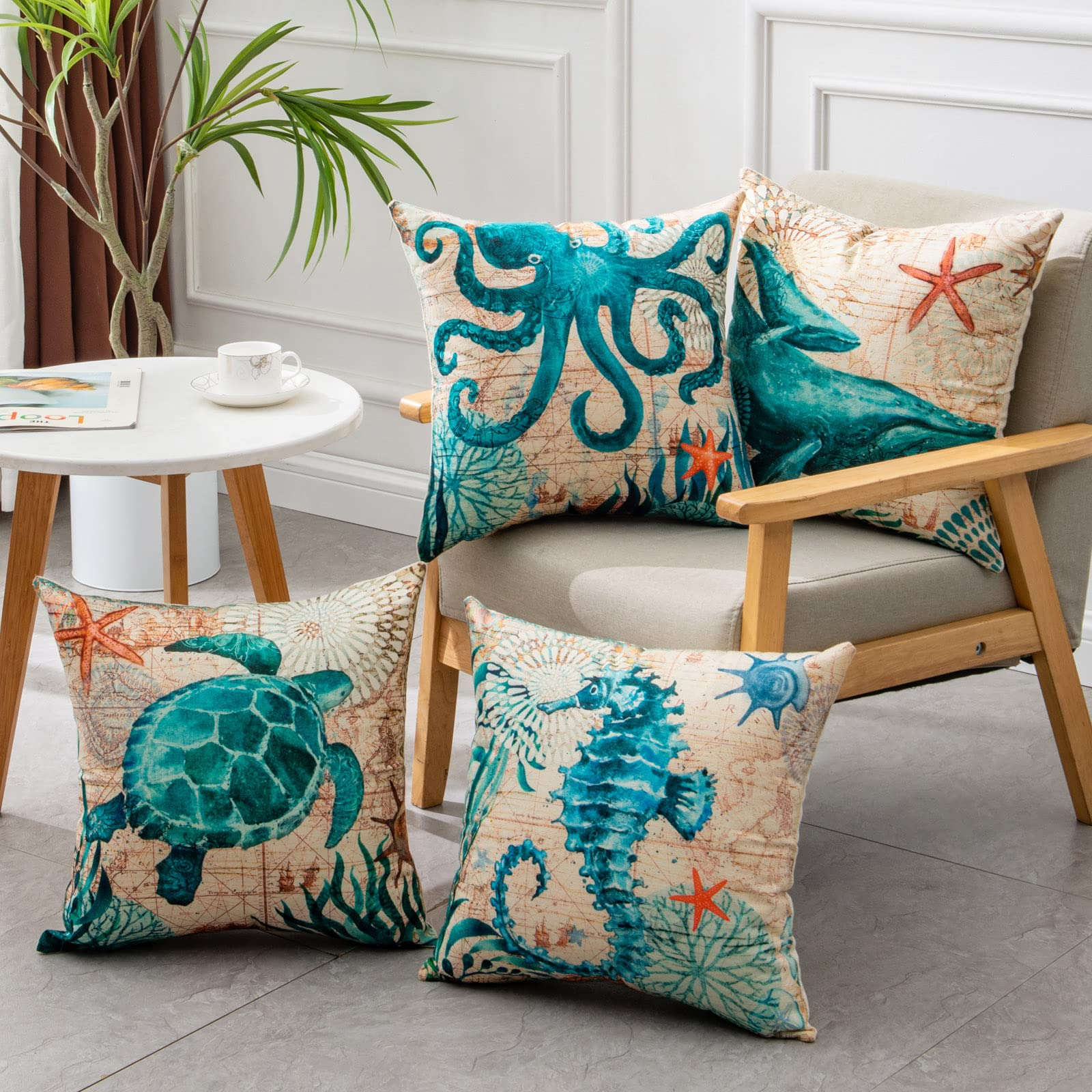 Cushion Covers Sea Turtle Printed Throw Pillow Cases For Home Decor Sofa Chair Seat Orazek UK Ltd