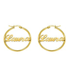 Custom Hoop Earrings Name Letter Stainless Steel Gold Color | Orazek UK Ltd