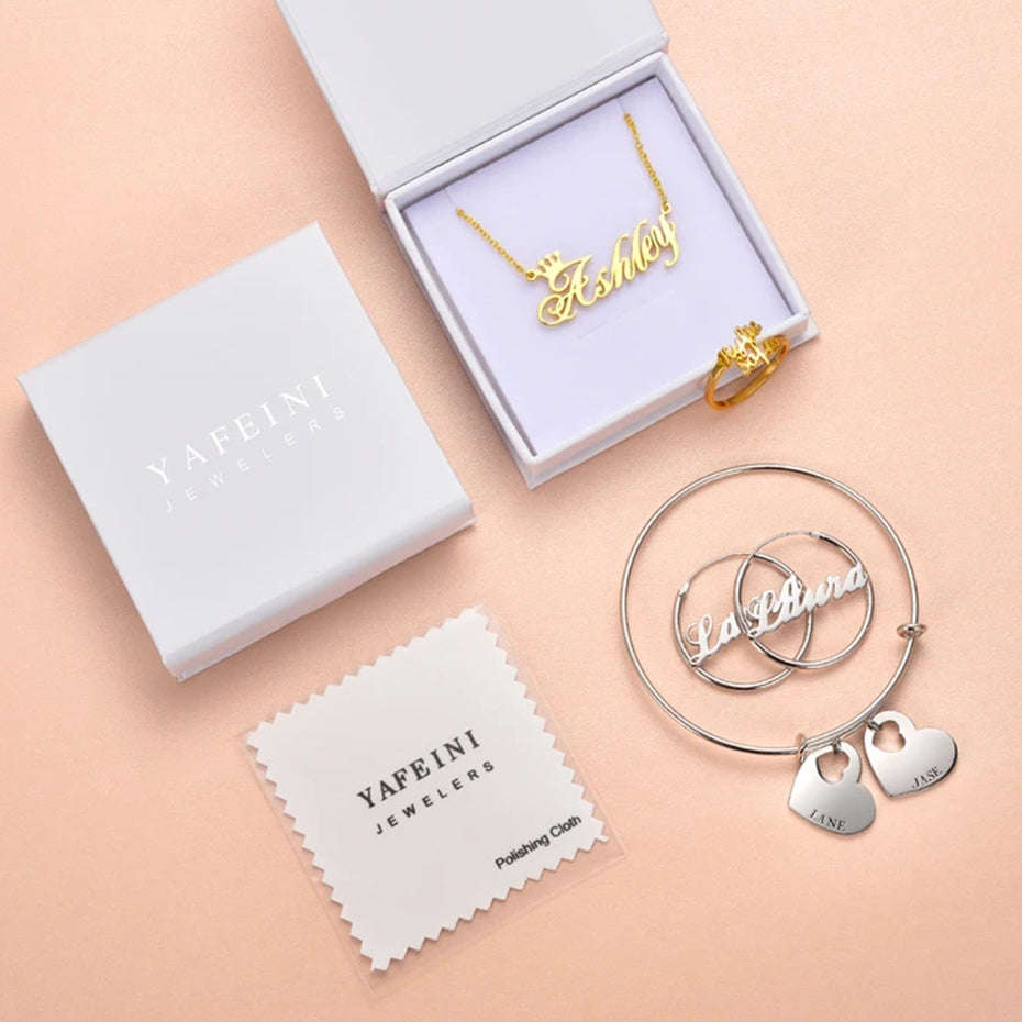 Custom Hoop Earrings Name Letter Stainless Steel Gold Color | Orazek UK Ltd