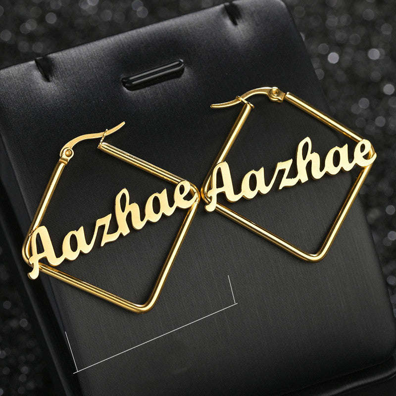 Custom Hoop Earrings Name Letter Stainless Steel Gold Color | Orazek UK Ltd