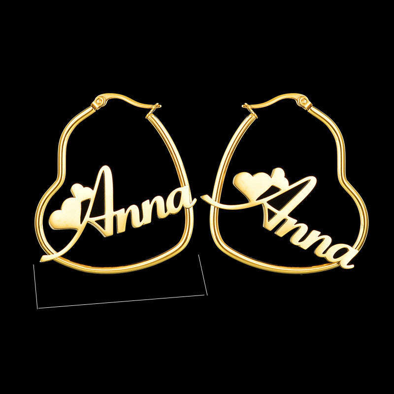 Custom Hoop Earrings Name Letter Stainless Steel Gold Color Orazek UK Ltd