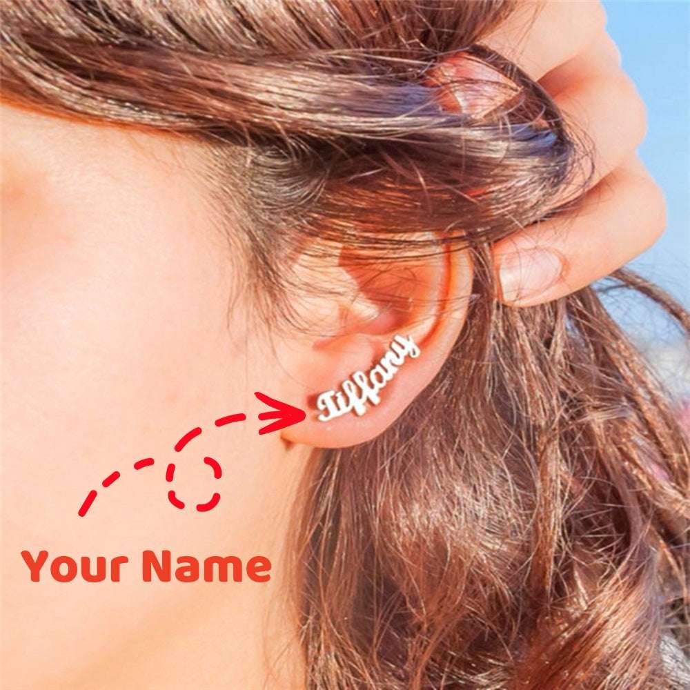 Custom Name Stud Earrings For Women Girl Stainless Steel Jewelry Personalized Nameplate Earrings Daily Wearing Accessories | Orazek UK Ltd