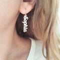 Customised Vertical Name Earrings Dangle Jewelry for Women Stainless Steel | Orazek UK Ltd