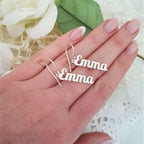 Customised Vertical Name Earrings Dangle Jewelry for Women Stainless Steel | Orazek UK Ltd