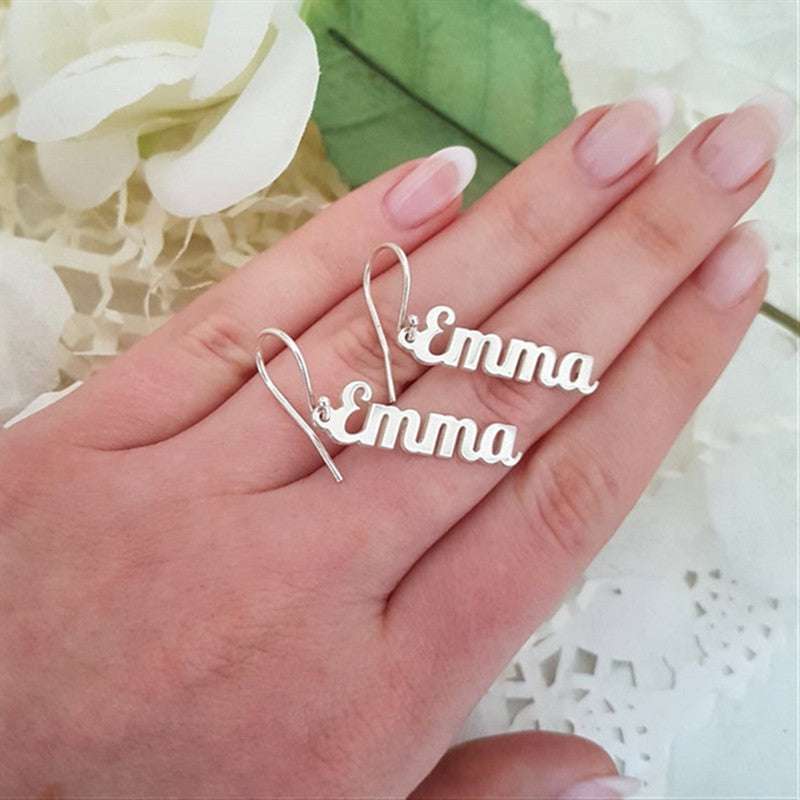 Customised Vertical Name Earrings Dangle Jewelry for Women Stainless Steel | Orazek UK Ltd