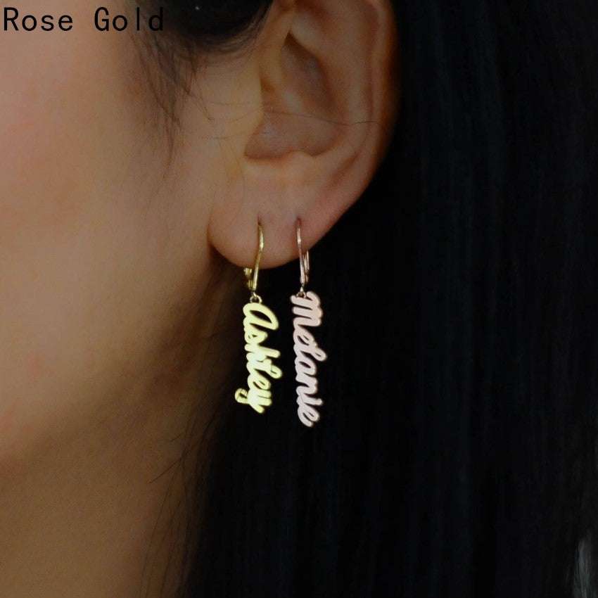 Customised Vertical Name Earrings Dangle Jewelry for Women Stainless Steel | Orazek UK Ltd