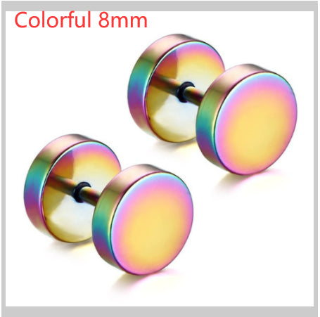 8MM Stainless Steel Earrings Women Men Gold Silver Black Barbell Ear Stud Piercing Earring Tunnel Punk Gothic Jewelry