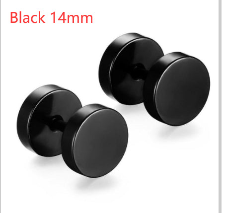 8MM Stainless Steel Earrings Women Men Gold Silver Black Barbell Ear Stud Piercing Earring Tunnel Punk Gothic Jewelry