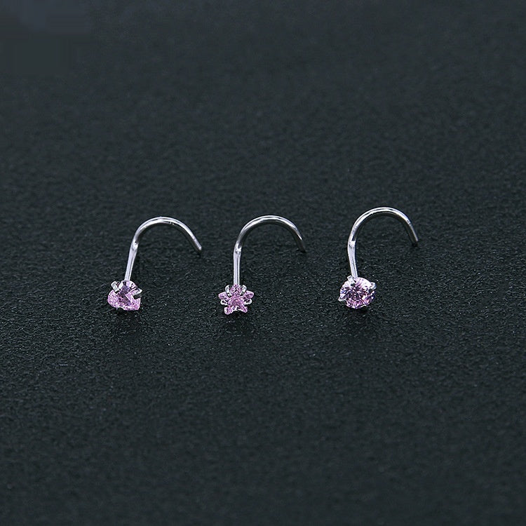 316 Stainless Steel Nose Stud Multifunctional Zircon Nose Ring