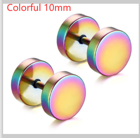8MM Stainless Steel Earrings Women Men Gold Silver Black Barbell Ear Stud Piercing Earring Tunnel Punk Gothic Jewelry