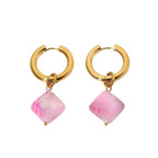 Diamond Natural Stone Pendant Stainless Steel Earrings | Orazek UK Ltd