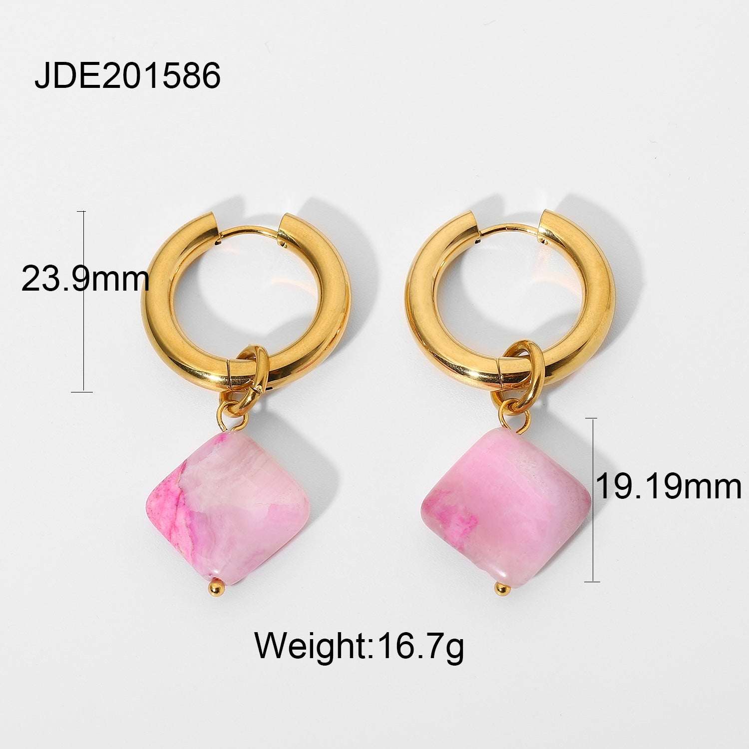 Diamond Natural Stone Pendant Stainless Steel Earrings | Orazek UK Ltd
