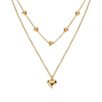 Double-layer Chain with Heart Pendant Multilayered Gold Color Metal Necklaces Fashionable Accessories | Orazek UK Ltd