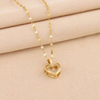 Double-layer Love Necklace With Rhinestones Titanium Steel Pendant Fashion Jewelry Woman Valentines Day Gift | Orazek UK Ltd