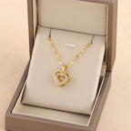 Double-layer Love Necklace With Rhinestones Titanium Steel Pendant Fashion Jewelry Woman Valentines Day Gift | Orazek UK Ltd