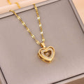 Double-layer Love Necklace With Rhinestones Titanium Steel Pendant Fashion Jewelry Woman Valentines Day Gift | Orazek UK Ltd