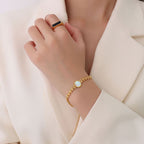 White Sea Shell Peach Heart-shaped Chain Bracelet Jewelry