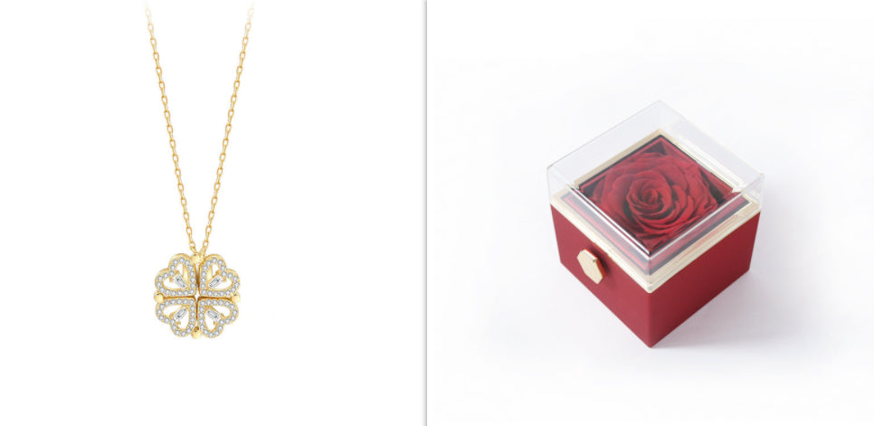 Explosive Detachable Cubic Zircon Heart Shape Four-leaf Clover Necklace Pendant For Women