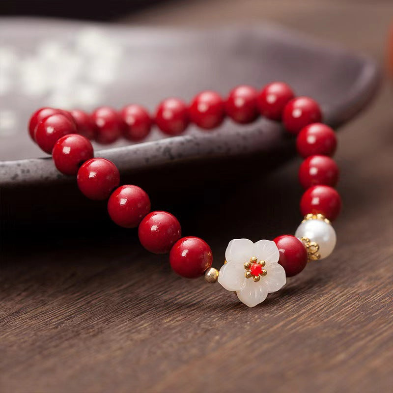 Cinnabar Peach Blossom Bracelet For Women Light Luxury Jewelry
