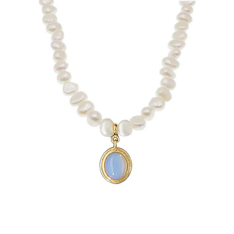 Elegant White Round Medal Freshwater Pearl Necklace for Woman | Orazek UK Ltd