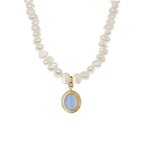 Elegant White Round Medal Freshwater Pearl Necklace for Woman | Orazek UK Ltd